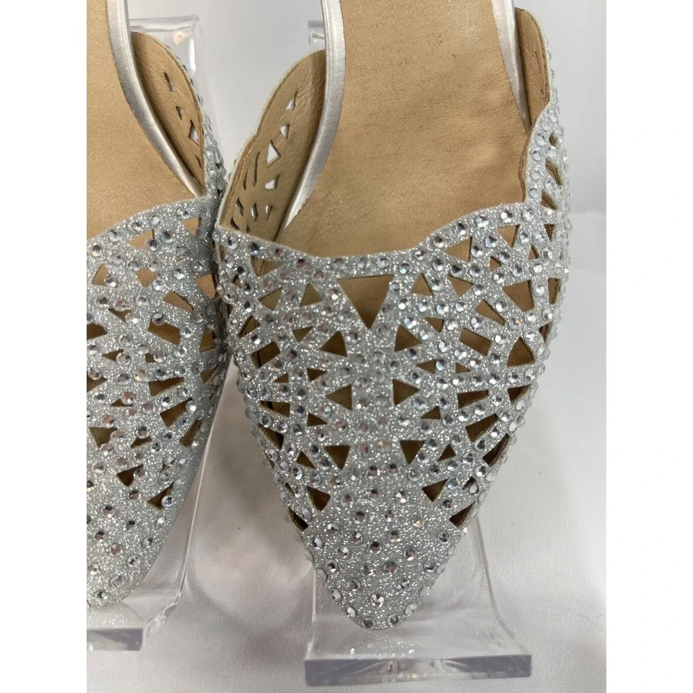 Silver sequence Size 6  IN2 Candice Wedding Sparlky Sequins Low Kitten Heels